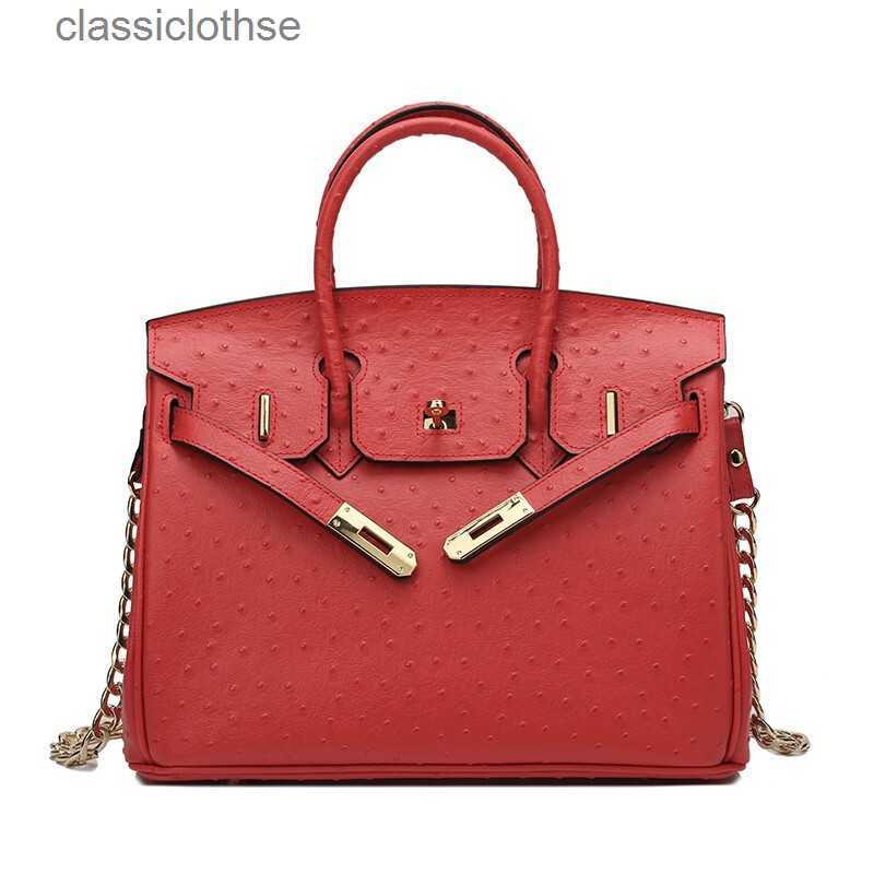 

Handbags Birkins's s Home H Large capacity cowhide ostrich pattern New leather one shoulder cross body hand Wo, Red8