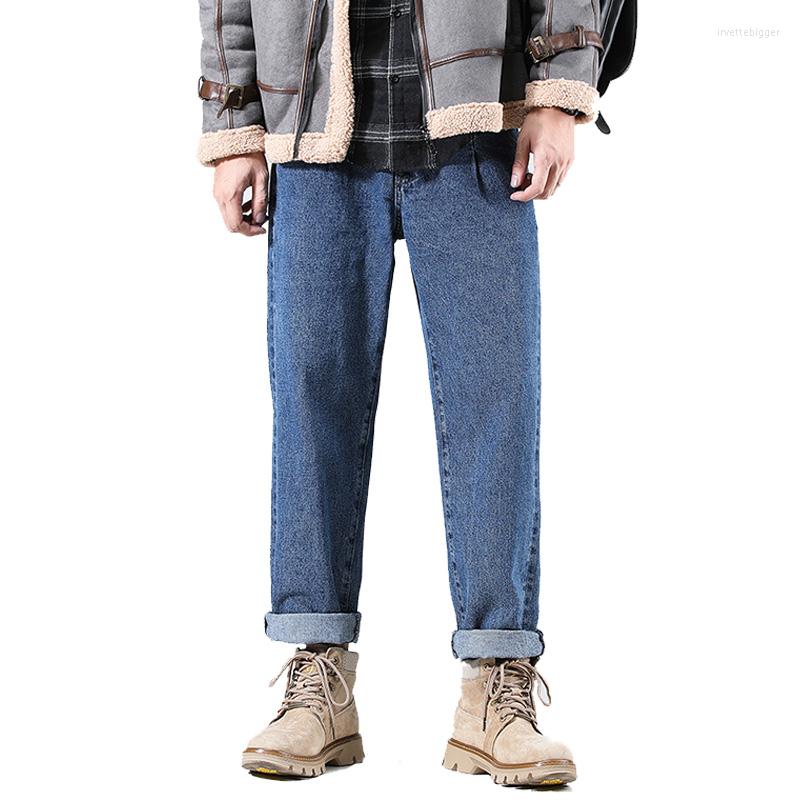 

Men' Jeans Fall Loose Straight Trousers Plus Size All-Match Pants, Black