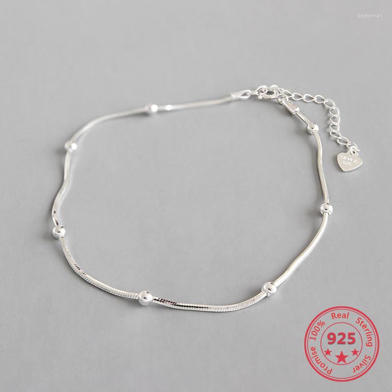 

Anklets 925 Sterling Silver Anklet Simple Round Bead Snake Bone Chain Female Personality Wild Feet