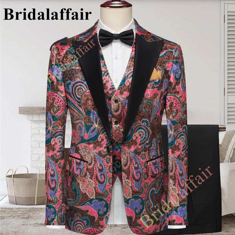 

Men's Suits Gwenhwyfar 2023 Latest Designs Groomsmen Colorful And Characteristic Patterns Groom Tuxedos Mens Wedding Dress Male Prom Dinner, Picture shown