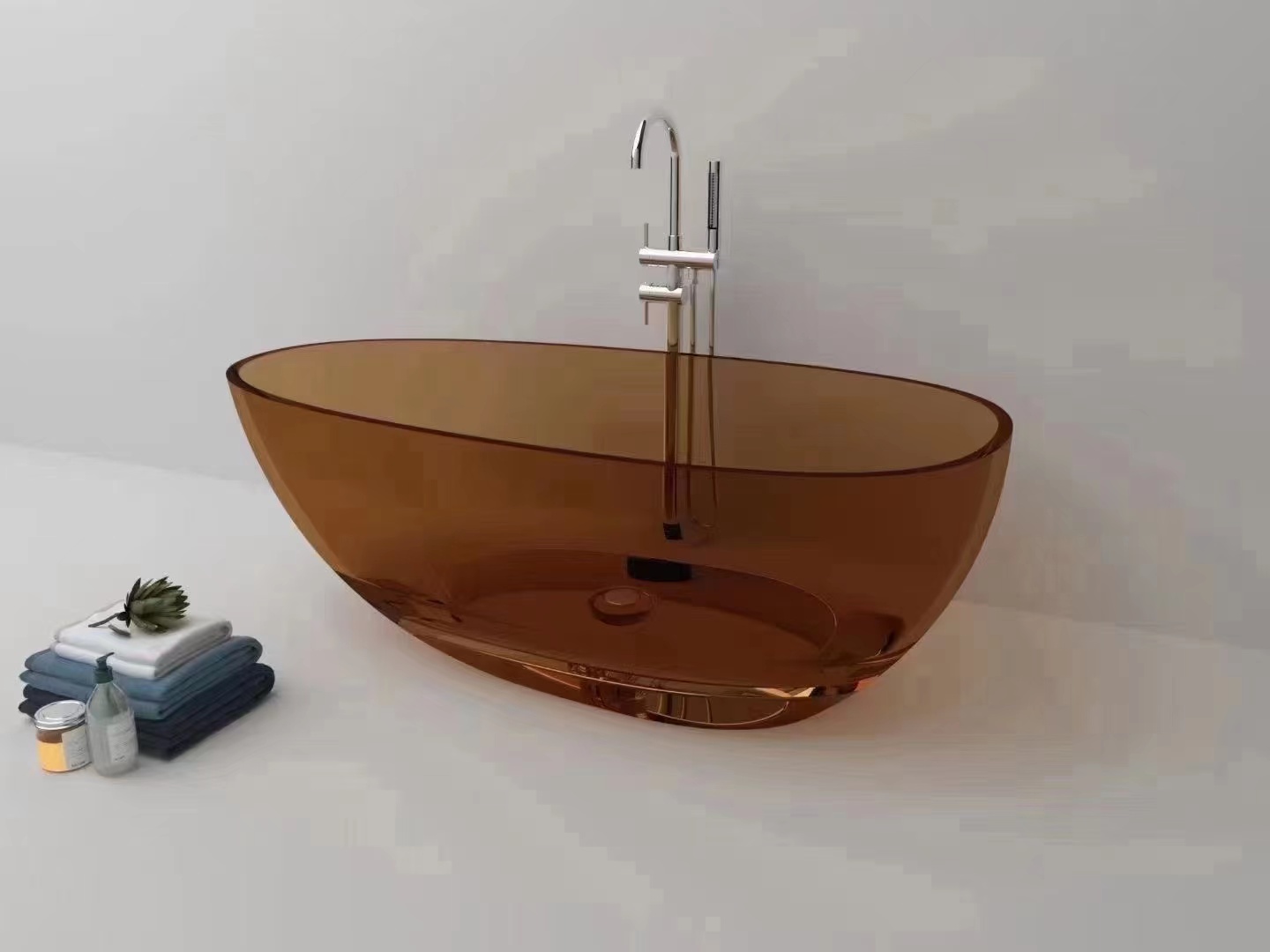 1700x800x480mm High-End Resin Acrylic Freestanding Bathtub Oval Floor Mounted Artificial Stone Colored Tub RS1005-image-844920887