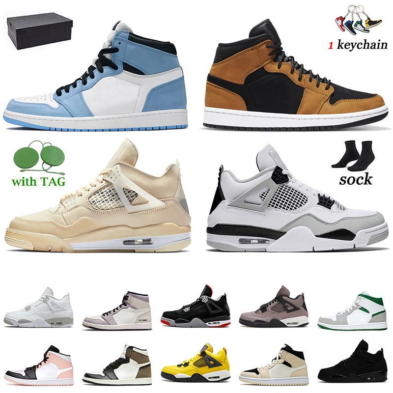 

With Box University Blue 1 4s Mens Women Jumpman 1s Basketball Shoes Military Black Cat High OG Hyper Royal Sail 4 UNC Dark Mocha Chicago Fashion Sneakers Sports US 13, A23 atmosphere bubble gum 36-47