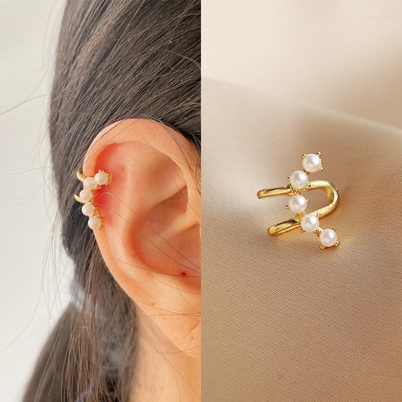 

Backs Earrings Fashion Gold Color No Piercing Ear Clip For Women Girls Simple Pearl Earcuff Without Jewelry Gift