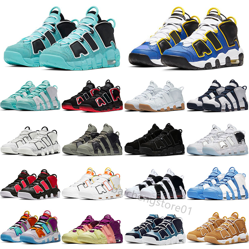 

Newest More UptEmPoS Men Basketball Shoes PRM Premium Wheat Gold s Metallic Tri-colourS 3M Sneakers 36-45 b81, Color 12