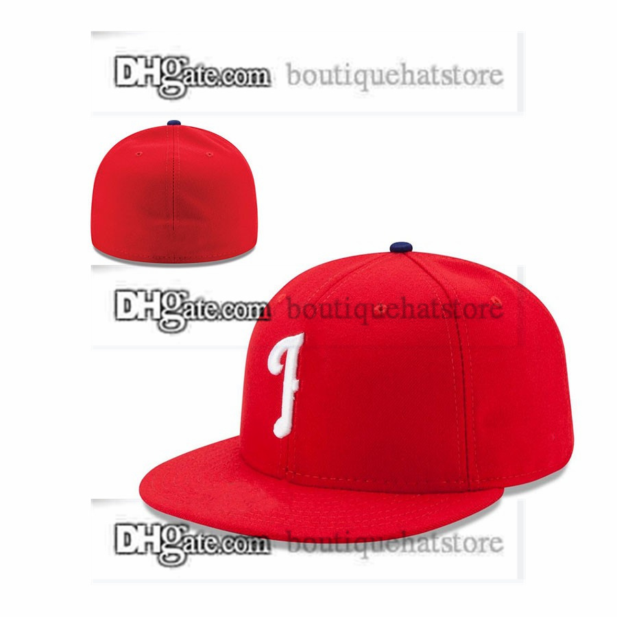 

One Piece Men's Team Basball Fitted Hats Black Navy Blue Red Color " Philadelphia " P Flat Sport Full Closed Caps Mix Size 7- 8 For Men and Women