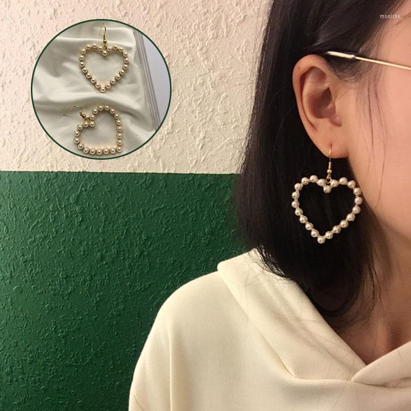 

Hoop Earrings Simple Design Gold Color Hollow Heart Drop Women Wedding Party Accessories Sweet Christmas Gifts ML