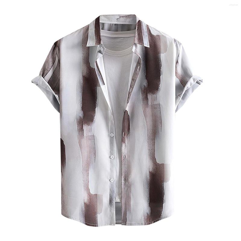 

Men's T Shirts Men Spring And Summer Casual Lapel Single Breasted Print Beach Vacation Short Sleeve Outdoor Holiday Pullovers Vintage, White