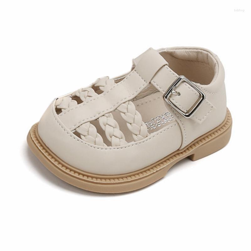 

First Walkers 12-15.5cm High Quality Baby Unisex Summer Shoes Solid Closed Toe Toddler Flats Strap Fashion Sandals For -3Y Kids Woman, Beige