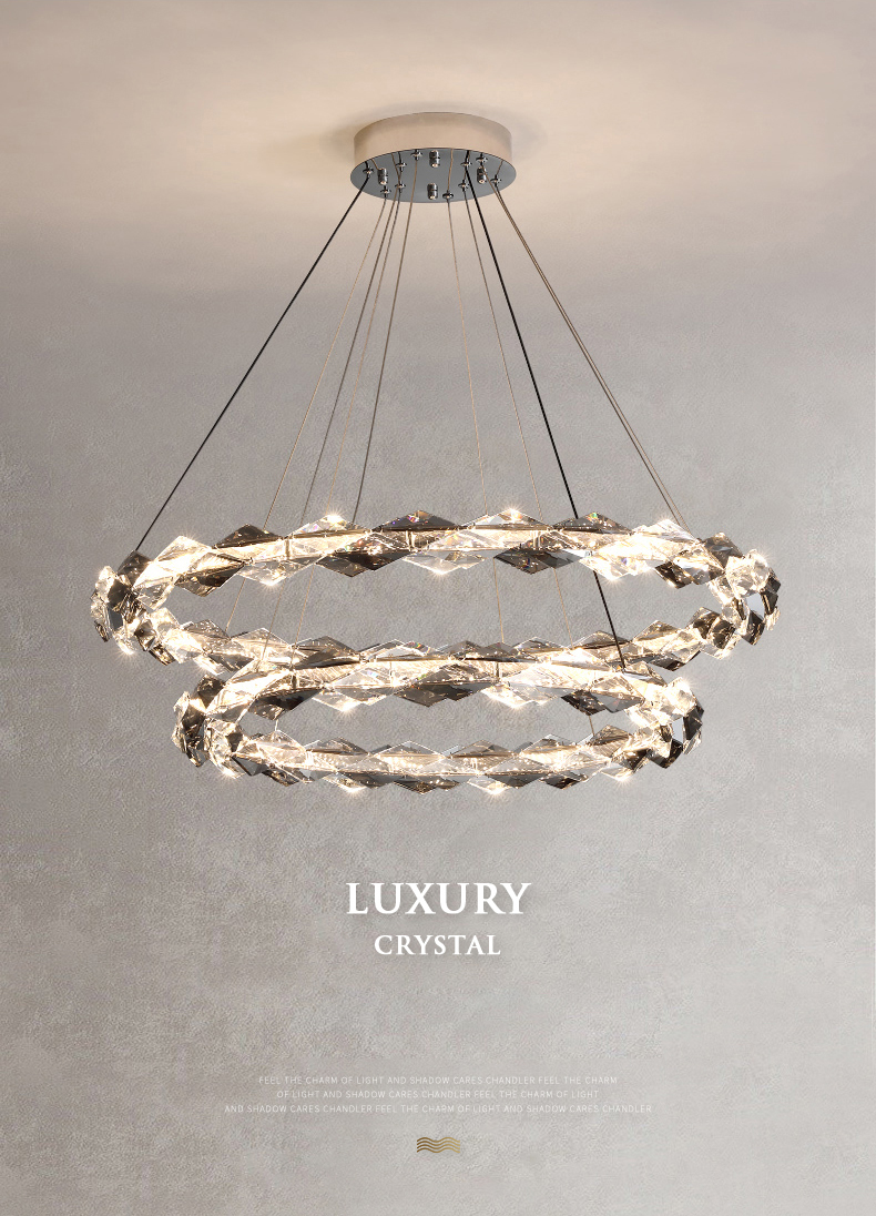 

Modern Luxury Crystal LED Chandelier Living Room Bedroom Kitchen Island Chrome Lustre Hanging Lamp Dining Round Lighting Fixture