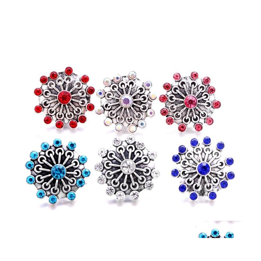 

car dvr Clasps Hooks Wholesale Rhinestone Fastener 18Mm Snap Button Fireworks Shape Clasp Metal Charms For Snaps Jewelry Findings Supplier Dhobk