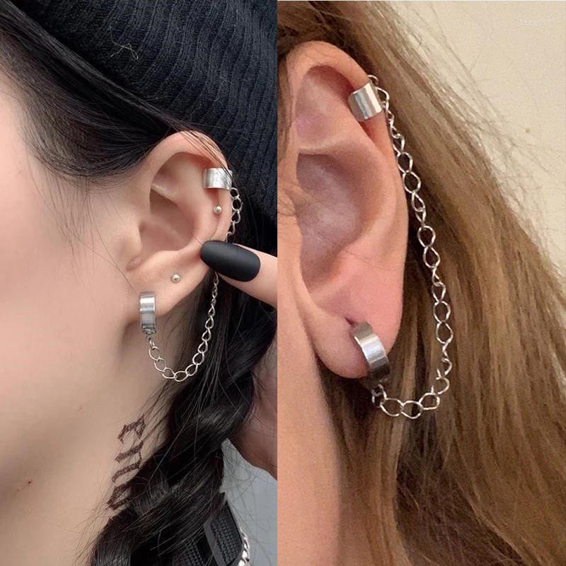 

Backs Earrings Women Men Fashion Hip Hop Chain Clip Threader Drop Cuff Double Piercing Unisex Jewelry