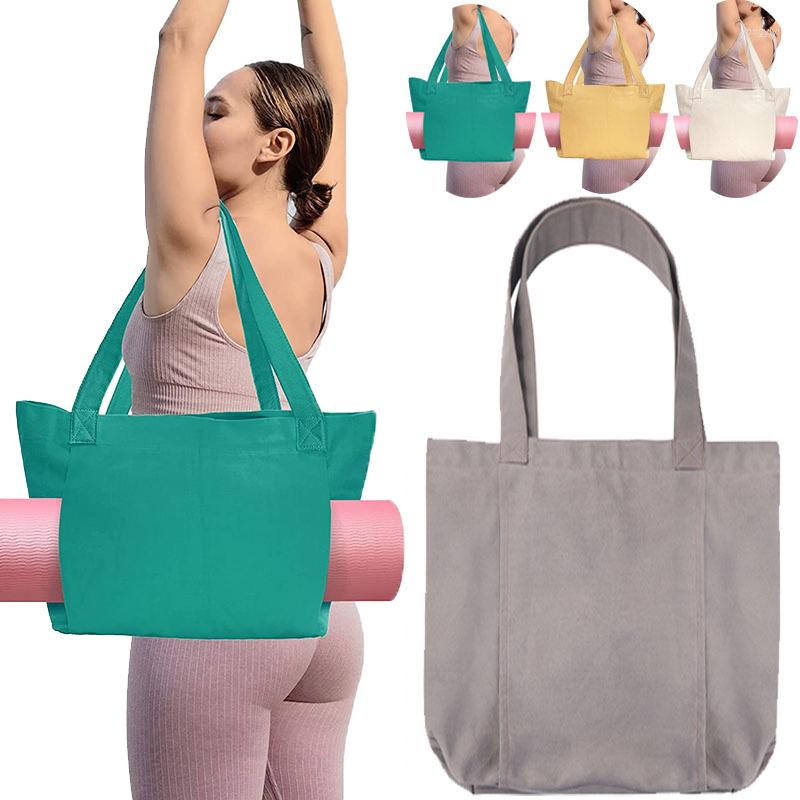 

Duffel Bags 2023 Large Capacity Canvas Yoga Shoulder Bag Casual Mat Storage Big Pocket Pack Sport Fitness Durable, Beige