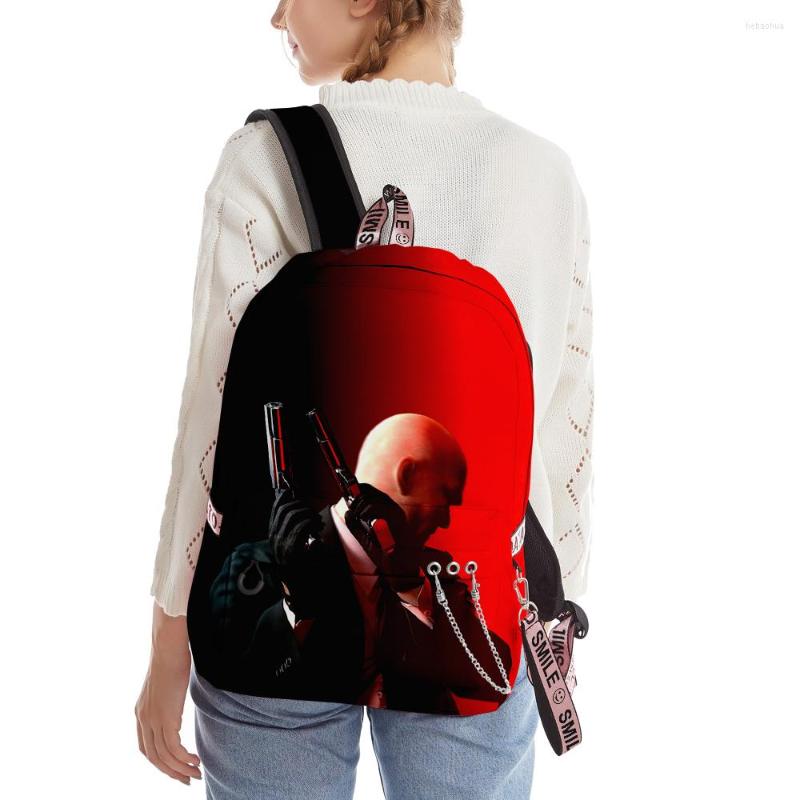 

Backpack Hip Hop Shoulder Backpacks Students School Bags Game Hitman 3D Oxford Waterproof Boys Girls Travel Laptop, Beige