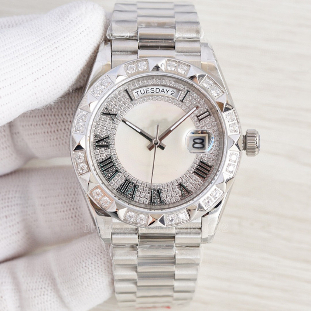 

Ladies Watch 41mm Diamond WristWatch Fully Automatic Mechanical Watches Stainless Steel Strap Waterproof Design Montre de luxe WristWatches Gift, Color 1