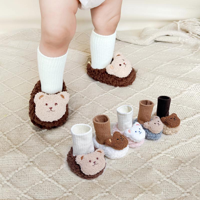 

First Walkers Baby Shoes Socks Winter Warm Born Toddler Boots Fluff Soft Infant Crib Moccasin Girl Boy, Khaki
