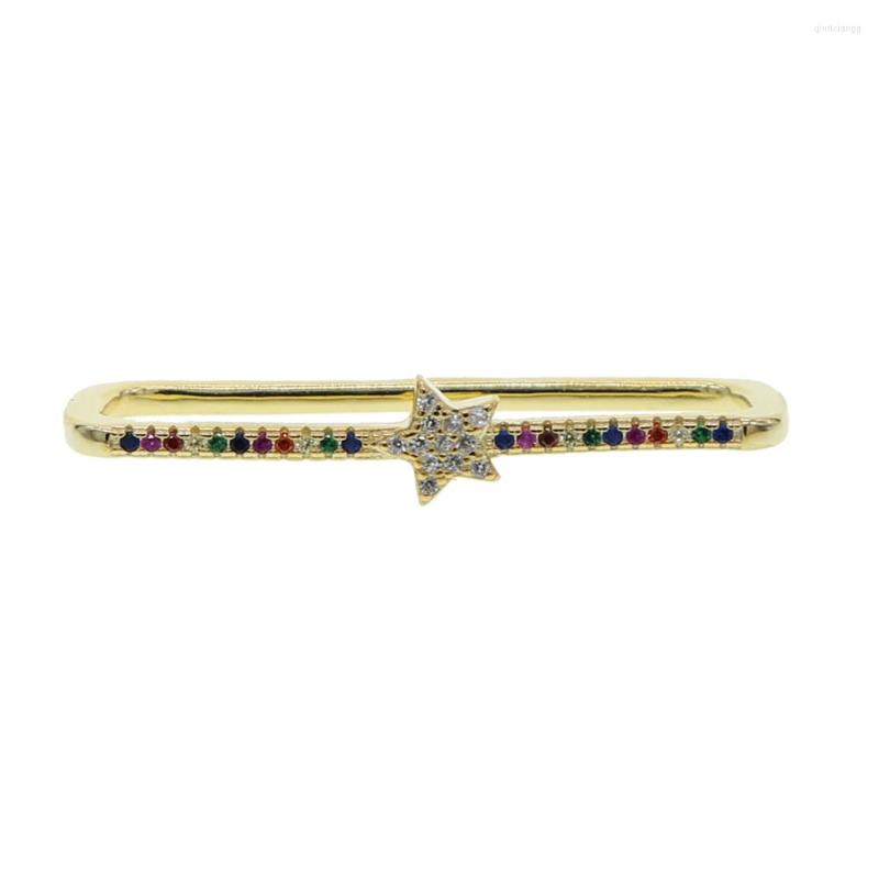 

Backs Earrings Cute Lovely Colorful Star Gold Color Clip Fashion Simple Lines Jewelry For Women Wholesale Brincos Oorbellen