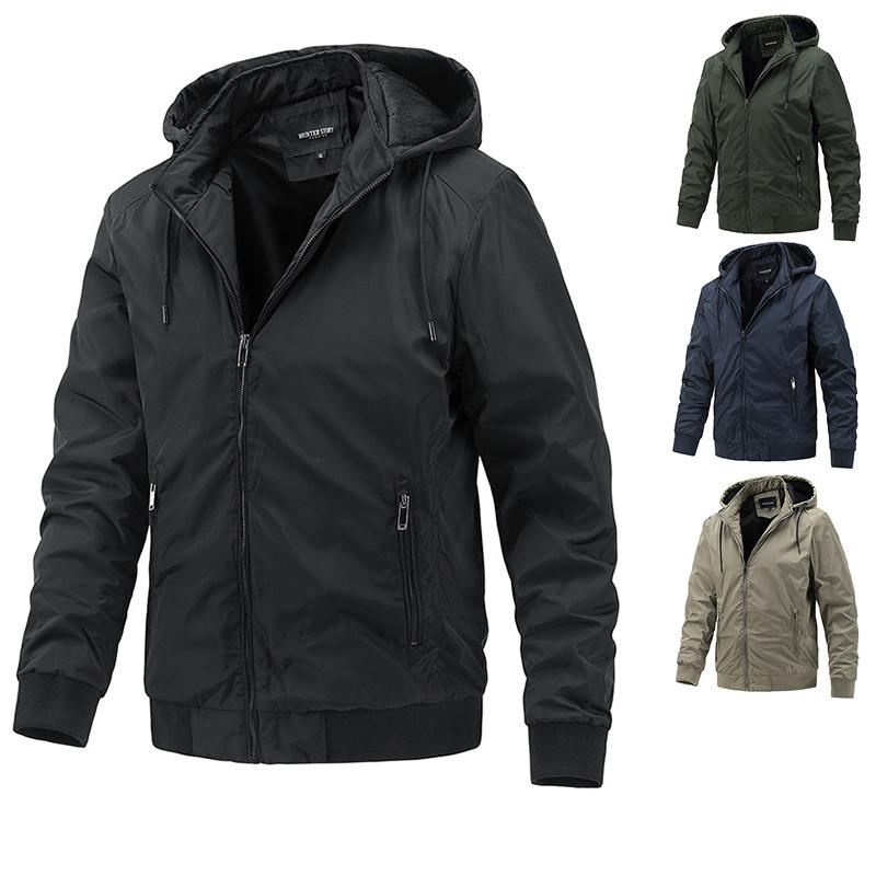 

Men's Jackets Spring Autumn Men Tactical Windproof Waterproof Jacket Removable Hooded Mens Casual Sports Cotton Coats, Black