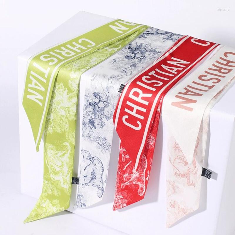 

Scarves Europe Fashion Tarot Retro Jungle Animal Lion Tiger Ladies Ornament Twill Silk Scarf Streamer Long Strip Ribbon