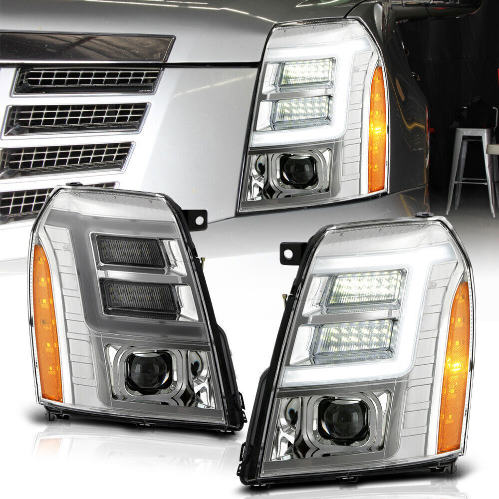 

Chrome LED DRL Neon Tube Headlamp Light Left Right For 07-14 Cadillac Escalade