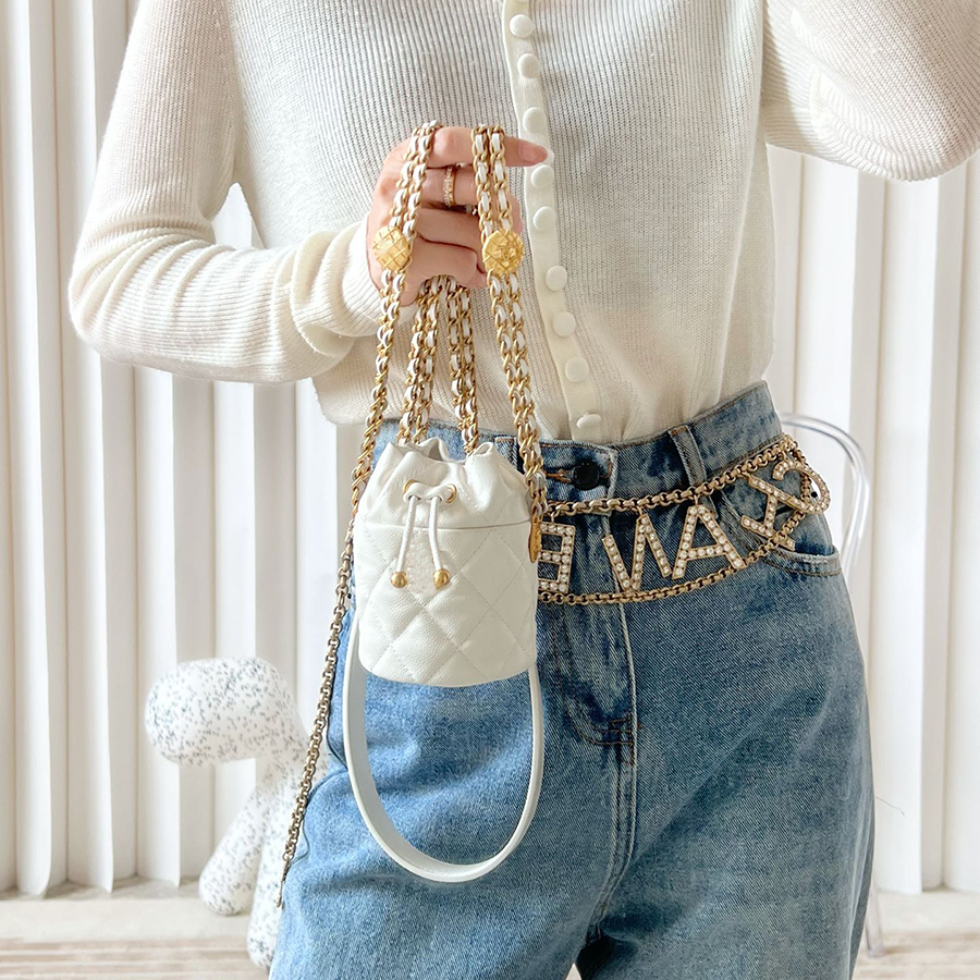 

10A Original quality Gold coin chain bag 22A 11cm AP2859 luxury Mini bucket bags With box C118