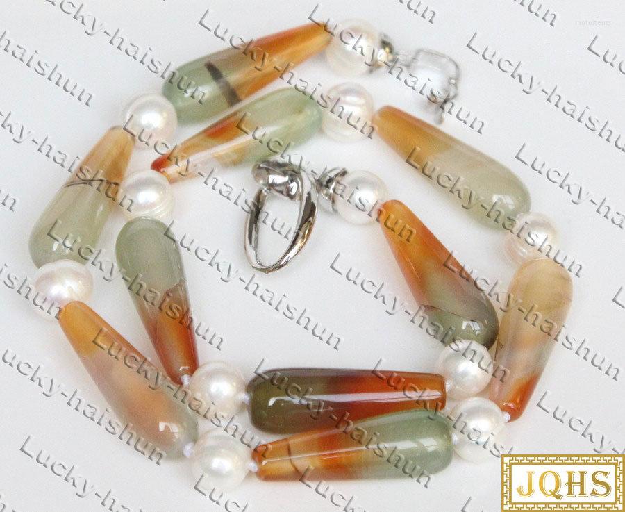 

Chains Natural 18" 10 30mm Round White Pearls Faceted Drip Red Agate Necklace C545 Women Jewelry Necklaces
