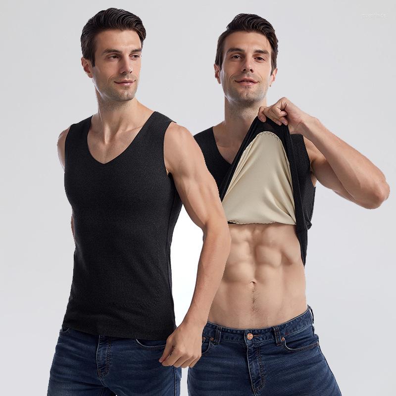 

Men's Tank Tops Warm Vest For Man Comfortable With Velvet Large Size Keep Underwear Men Men's Winter Thermo Shaping Male, Blue