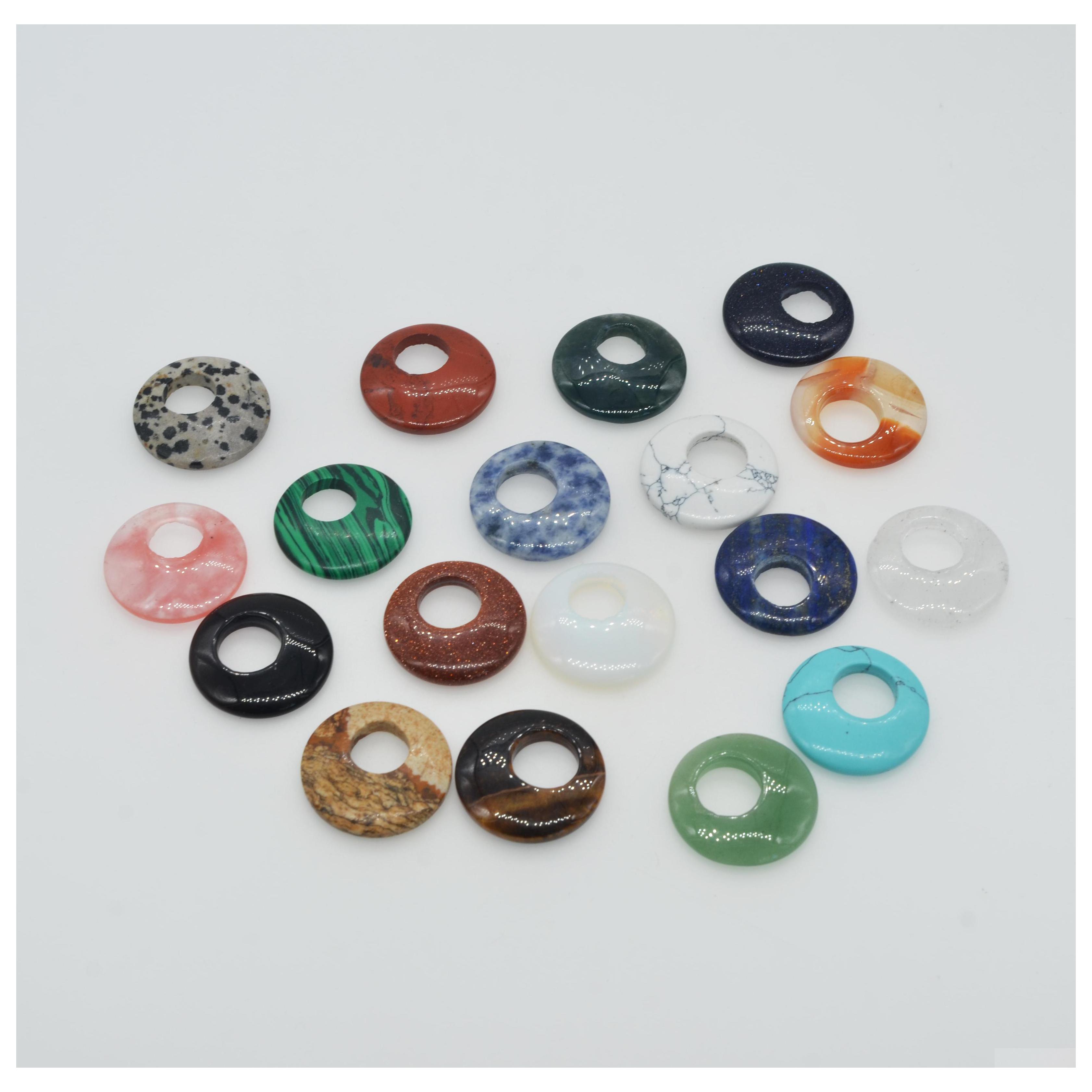 

car dvr Pendant Necklaces Natural Gemstone Pendants Donut Bk Jewelry Making Charms For 28Mm Mixed Color Drop Delivery Dha4J