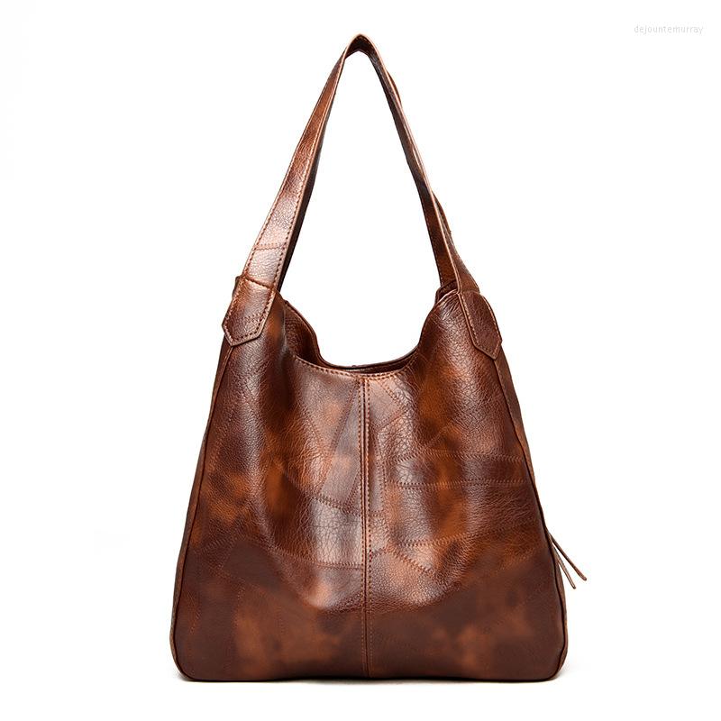 

Evening Bags 2023 Retro Soft Leather Korean Tote Bag Simple Shoulder Handbag Multi-Compartment Women Casual, Khaki