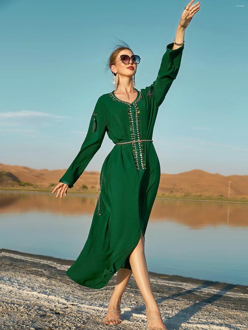 

Casual Dresses Women's Rhinestone Elegant Tassel Fashion Moroccan Long, Green