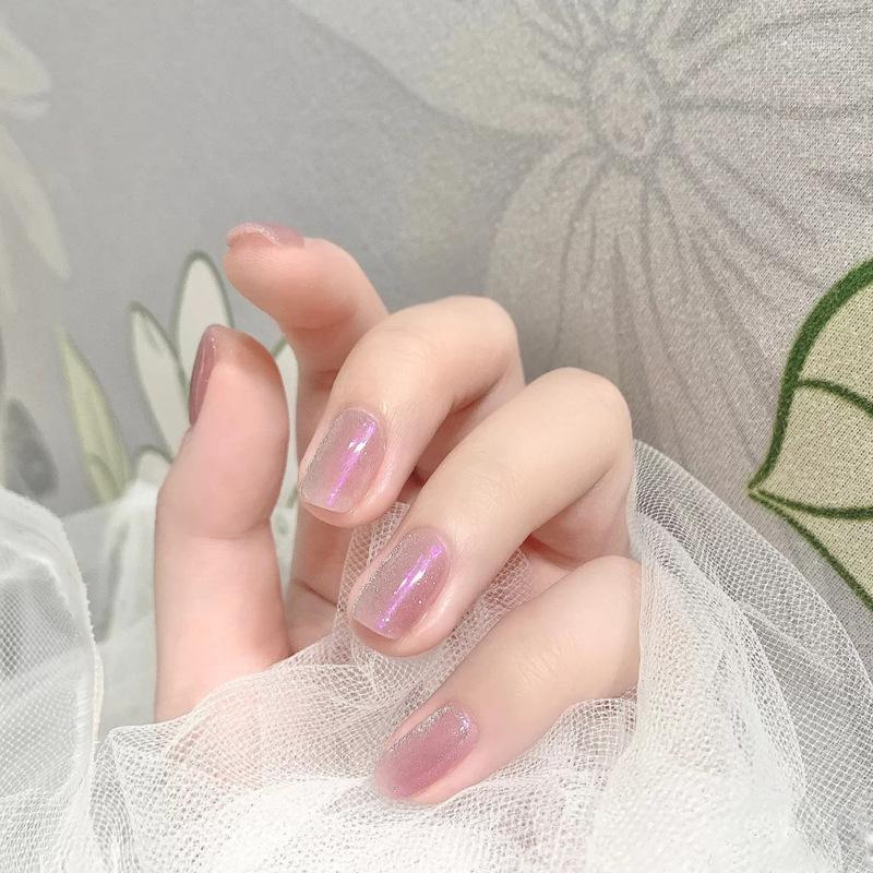 

False Nails 24pcs Nail Patch Glue Type Fashion Pink Purple Manicure Save Time Gifts For Girls Accesorios, As