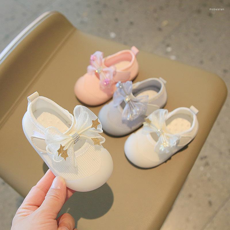 

First Walkers Summer Infant Baby Girl Shoes Born Bownet Stars Princesses Kids Soft Toddler Children, Gray
