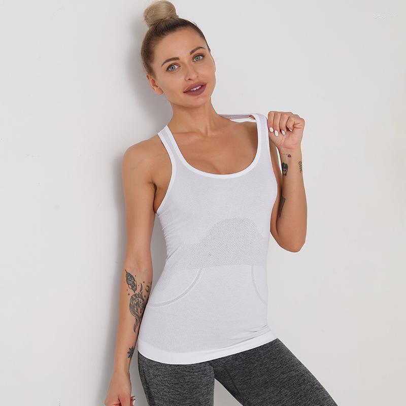 

Women's Tanks Women Seamless Long Fitness Vest High Elastic Sport Tank Tops Breathable Shirts Quick Dry Sports Sleeveless Shirt Athletic Top, White sport vest