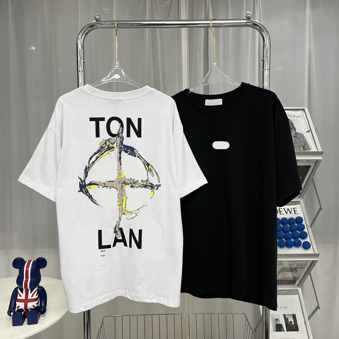 

Brand designer Mens T Shirts 23SS Men Men women Summer stone Black white islands Compass Pattern Print tshirt leisure clothes Tops Clothing Short Sleeved Shirt XC