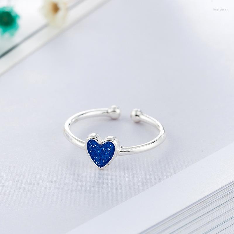 

Wedding Rings DreamySky Real Pure Silver Color Blue Heart For Women Finger Ring Beautiful Jewelry Drop