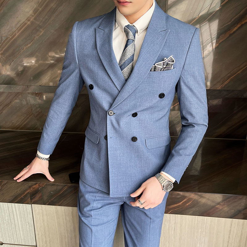 

Men's Suits Blazers Boutique suit Vest Trousers Men's Fashion Business Gentleman Slim Double Breasted Casual Formal Dress Three-piece Suit 230227, Apricot