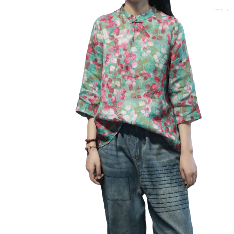 

Ethnic Clothing 2023 Chinese Qipao Tops Women Camisa China Mujer Pattern Cheongsam Shirt Traditional Blouse