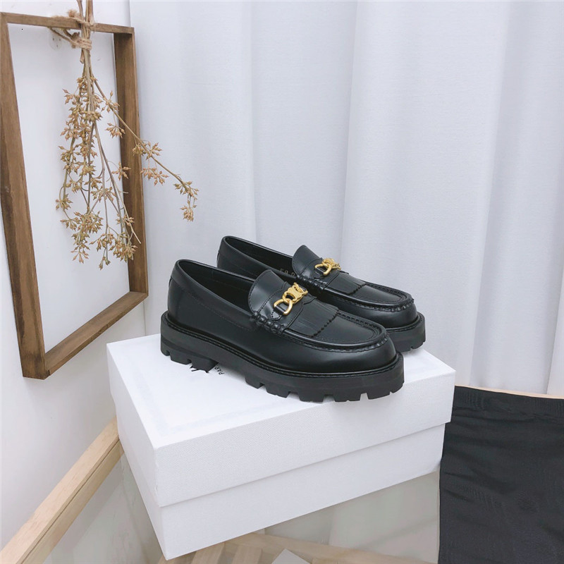 

Dress Shoes Spring and autumn women's toe layer cowhide tassel loafers thicksoled leather British style small shoes soft 230227, White