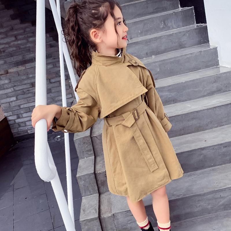 

Coat Classical Khaki Teen Girls Trench Long Jackets With Sashes Children's Outerwear Spring Autumn Kids Clothing 4 6 8 10 12 13Y, Auburn