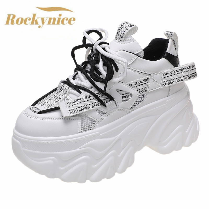 

Dress Shoes Women Lace-up Chunky Sneakers Designer White Dad Shoes High Platform Ulzzang Mesh Shoes Summer Breathable Casual Sport Shoes 230227, Green