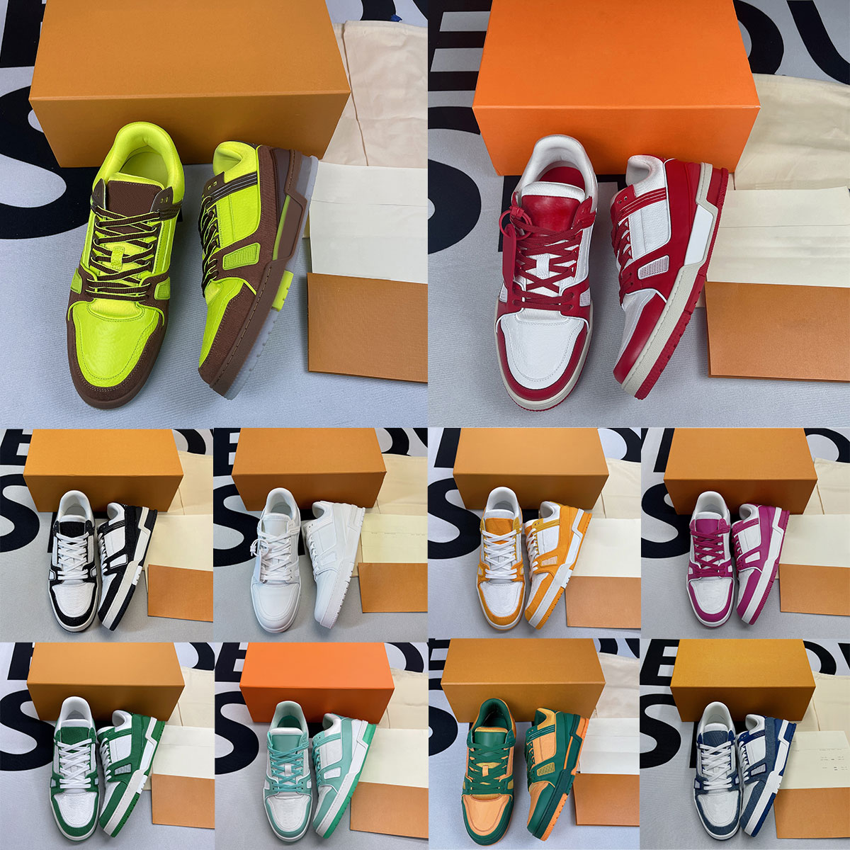 

TRAINER sneakers Men Luxury green white leather casual shoes high quality comfort outdoor letter printing shoelace Woman walking sports shoes size 38-44, 14