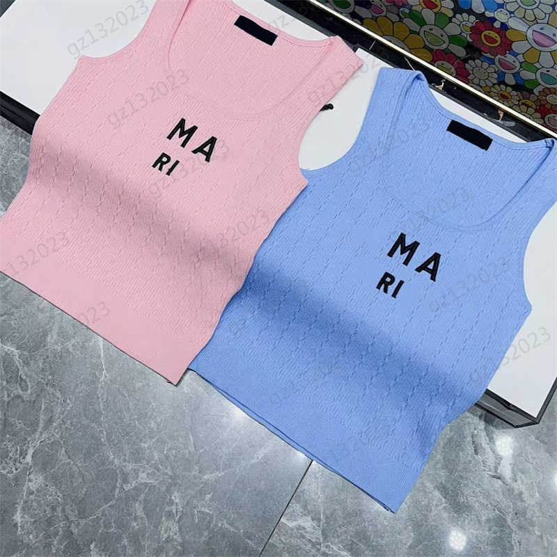 

Knitted Tanks Camis Front Letters Print U-neck Slim Vest Top Striped Embellished Sleeveless Suspender Tops 2 Colors Women Clothing Sports