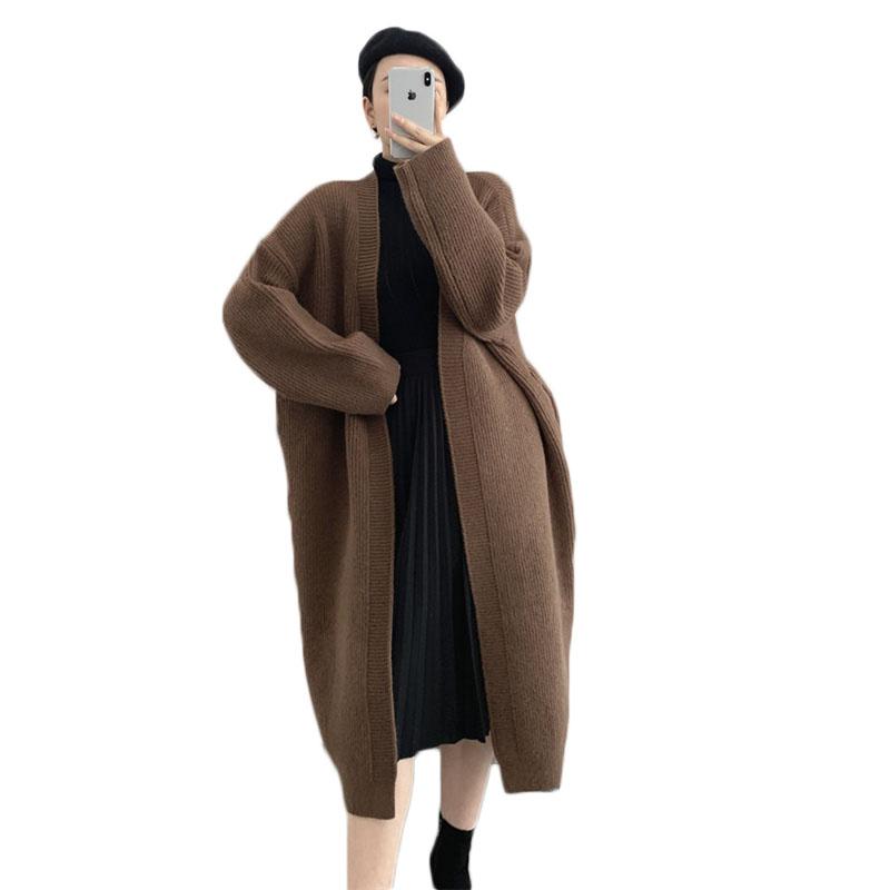 

Women's Knits & Tees WSYORE Autumn And Winter Knitted Cardigan Jacket Women Casual Loose Wild Long-sleeve Sweater Coat Female NS2799, Green