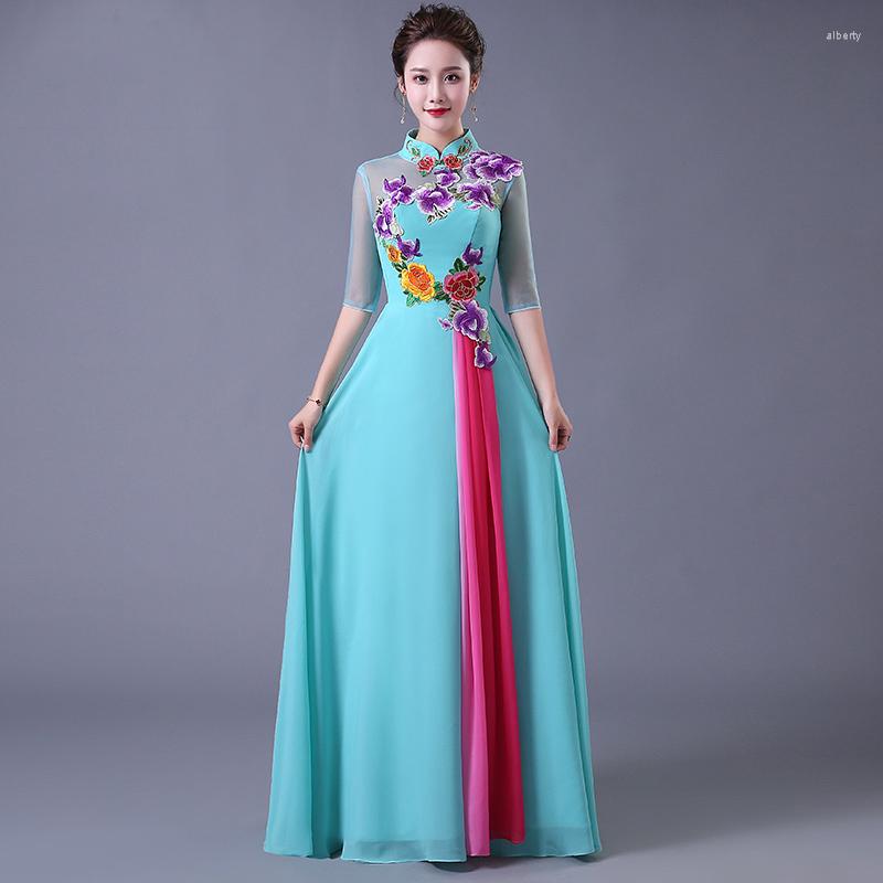 

Ethnic Clothing Wedding Evening Dress Oriental Qipao Long Robe Retro Womens Party Cheongsam Traditional Chinese Style Vestidos De Festa