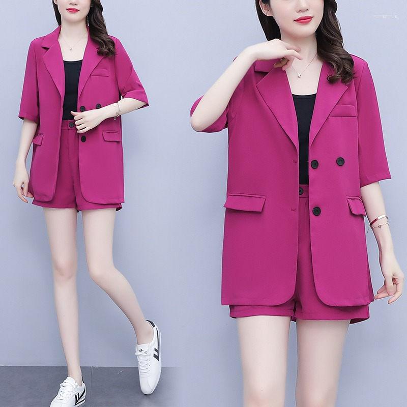 

Women's Tracksuits Korean Loose Temperament Fashion Casual Outfits 2023 Summer Women's Suit Jacket Wide Leg Shorts Two Piece Set Tide, Green