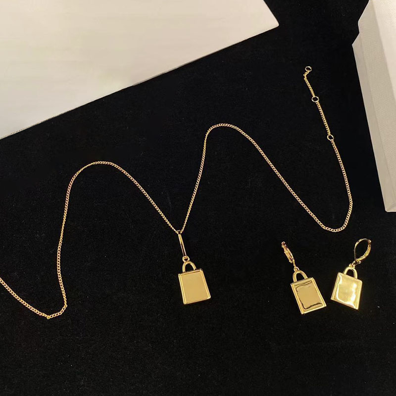 

Padlock Women Charm Adjustable Long Fob Necklaces for Lady Circular Arc Button Earrings