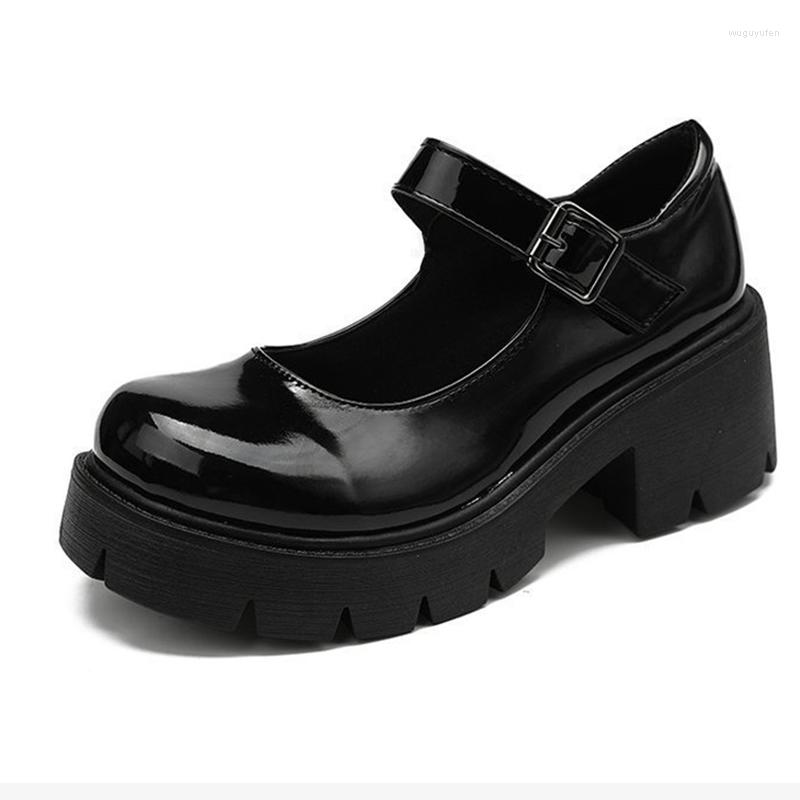 

Dress Shoes Lolita Women Japanese Style Mary Jane Vintage Girls High Heel Platform College Student Size 40, Black matte