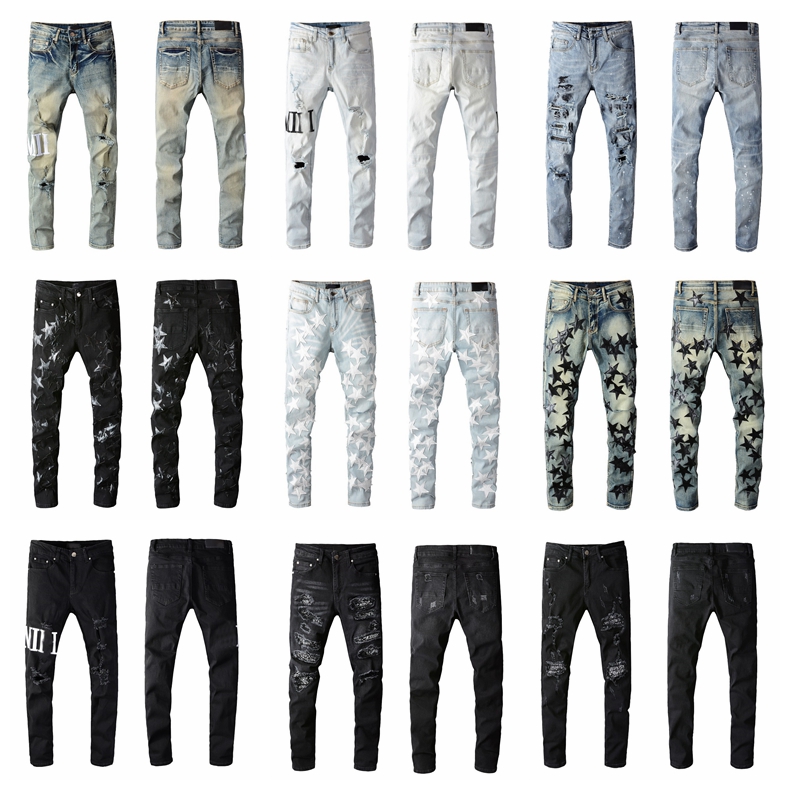 

2023SS Mens Fashion Skinny Straight Slim Ripped Jean elastic Casual Motorcycle Biker Stretch Denim Trouser Classic Pants jeans size 28-40 #BB, Don't shoot(non-delivery)