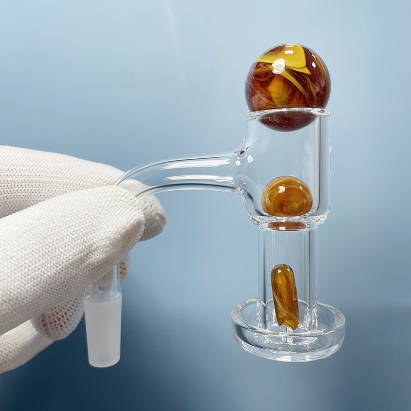 

Fully Welded Banger Set With Terp Slurper Marble Glass Beads Pearls 10mm 14mm Male Joint Full Weld 90 Degree Quartz Bucket Bowl