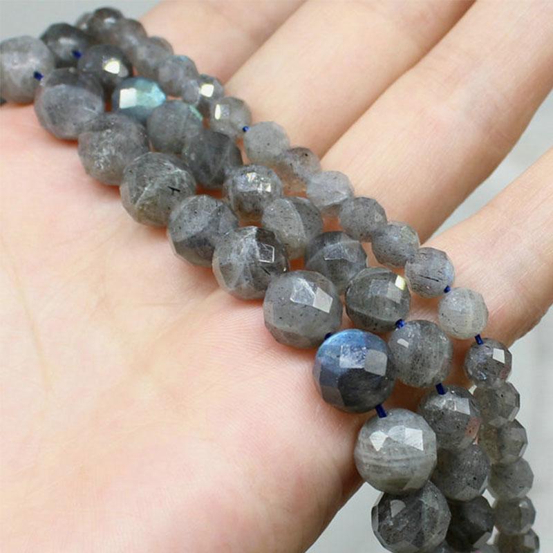 

Beads Other 6-10mm Natural Round Faceted Gray Labradorite Stone For Jewelry Making Bracelets 15'' Needlework DIY BeadsOther