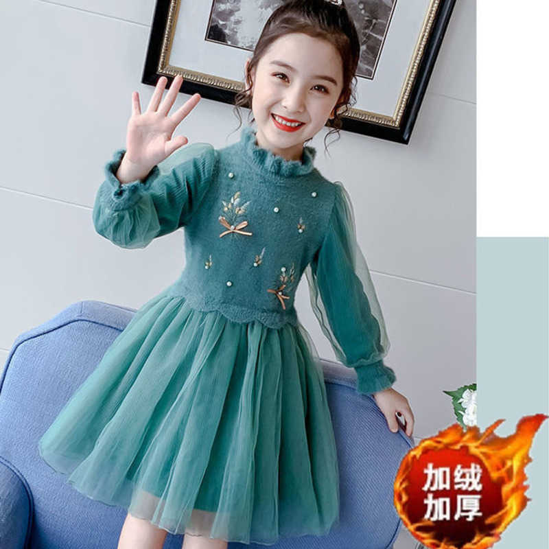 

Girl's Dresses Party Children Clothing Teenage Little Girls Costume Kids Dresses Princess Puffy Dress Elegant School Wear For Autumn Frocks L230227, Green